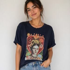 Frida Kahl by Jerry Leigh T-Shirt Women's Size 2X Navy NWT Casual Artist